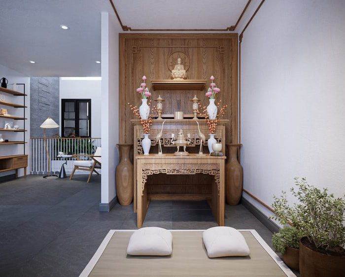 Nội thất phòng thờ nhà phố trang nghiêm
